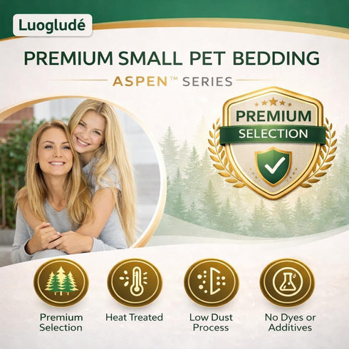 Luoglude 35oz Natural Aspen Wood Pet Bedding Low Dust, Odor Control & Ultra Absorbent Shavings for Hamsters, Parrots
