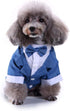 GabeFish Pets Wedding Jackets Suit for Dogs with Bow Tie, Puppy Cat Formal Clothes, Tuxedo Blue X-Large