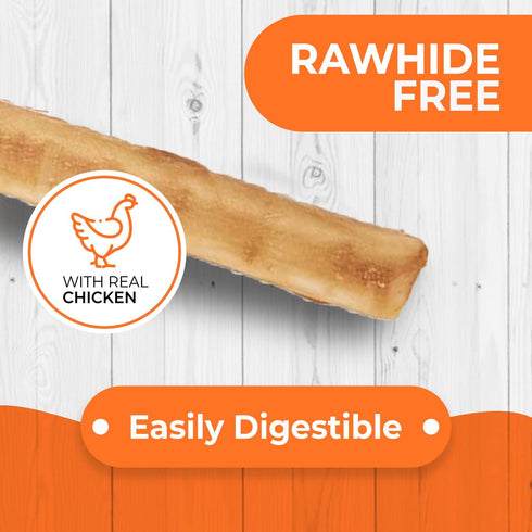 Canine Naturals Chicken Recipe Chew, Rawhide Free Dog Treats, Made From USA Raised Chicken, 10 Count of 5 Inch Stick