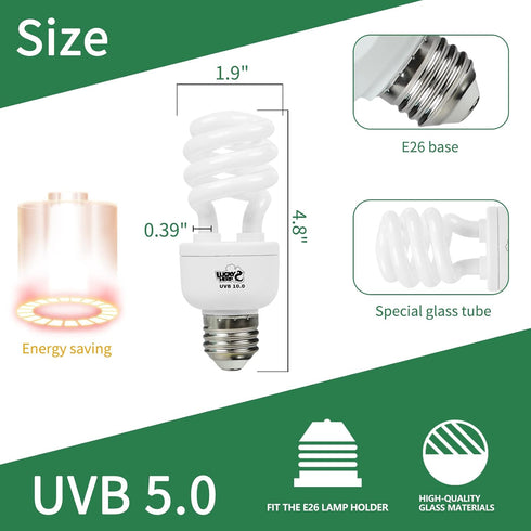 LUCKY HERP 5.0 13W Compact Fluorescent UVA UVB Light Tropical Terrarium Lamp