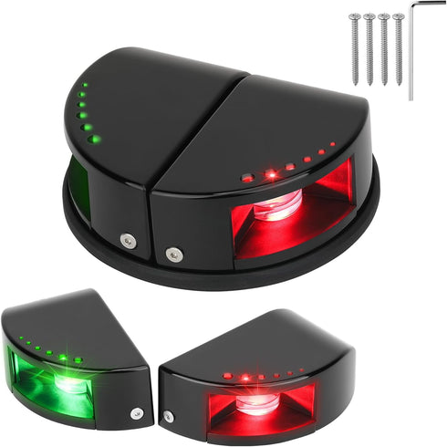 Boat Navigation Lights, Integrated Split 2-in-1 Red and Green LED Bow Lights,