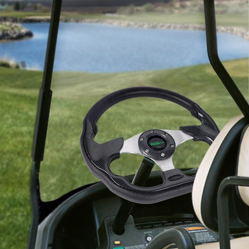 RASTP D Shape Golf Cart Steering Wheel Universal 12.6 inch for EZGO RXV & TXT, Club Car DS