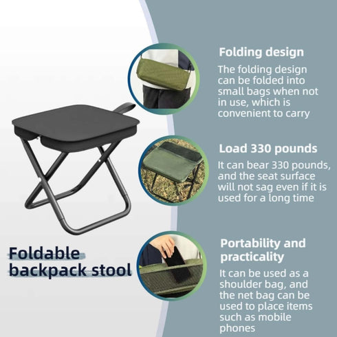Generic Backpack Stool,2025 330 Foldable New Camping Stool,Camping Foot Rest,Portable Folding Stool,Can Bear Pounds