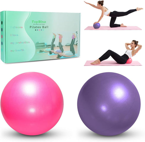 TopBine 2 Pcs Small Pilates Ball - 23cm Exercise Stability Ball for Yoga, Barre, Core Training