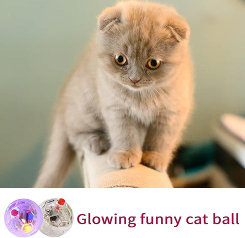 Zickupy 2 Piece Light Up Cat Balls, Multi-Color Flash LED Motion Activated Glowing Cat Balls for Kitten Dog Pet Running