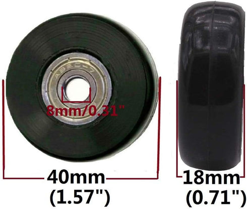 ORO 1 Pair Luggage Wheels Replacement, 40 * 18mm Case Wheels with 8mm Bearings for Suitcase, Inline Skate, Caster Board