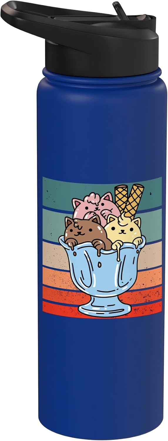 Fun Cat ice cream Dessert Ice cream bowl Chocolate Vanilla Stainless Steel Insulated Water Bottle