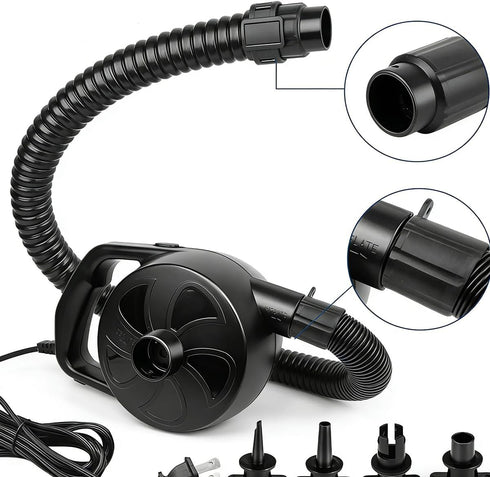 4 Nozzles 300W BOMPOW Electric Pump for Inflatables with Air Mattress Pump Inflator/Deflator, Queen/King Size Pool Air