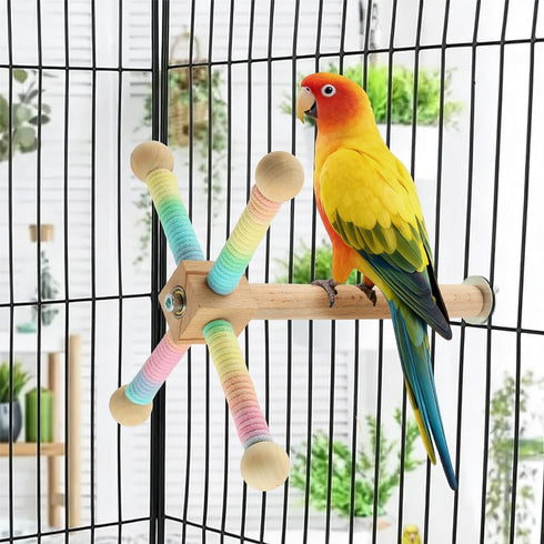 Yuanfenron Parrot Spinning Windmill Perch, Bird Toy Rotating Stand for Parakeets, Cockatiels, Budgies - Interactive