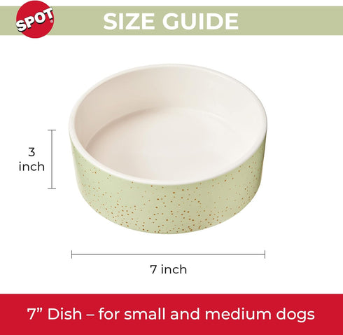SPOT by Ethical Products - Heavy Ceramic High Gloss Dog Bowl, Durable Cat Bowl, Dishwasher Safe, 7" SPECKLED DOG DISH