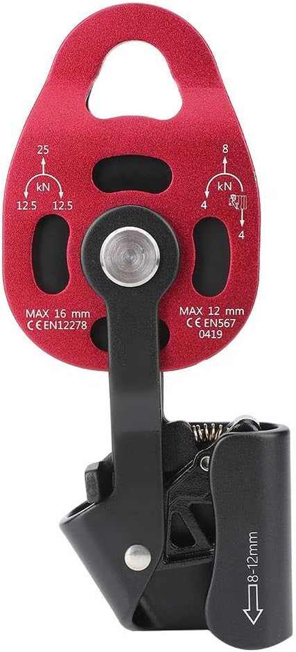 Outdoor Heavy Duty Aluminium Rock Climbing Pulley - 4KN Single Swivel Rope Equipment for 8-12mm Rope