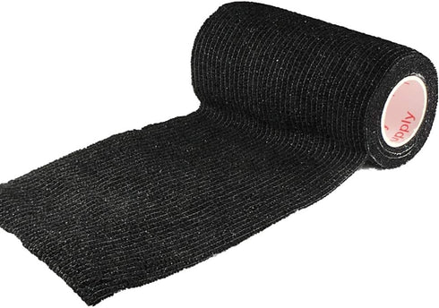 Vet Wrap Tape (Black) (2 Pack) (4 Inch x 15 feet) Self Adhesive Cohesive Flex Self Stick Bandage Roll