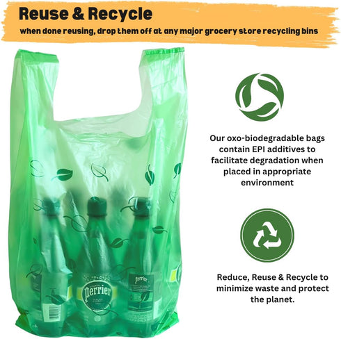 (600 Hammer T-shirt Biodegradable Green Plastic Bag ct.) Small Can Liners Thank You Grocery Shooping Size Doggy Poop