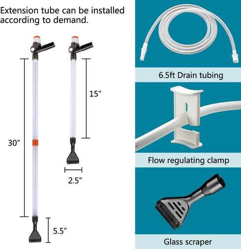 PULACO Quick Water Changer Aquarium Gravel Cleaner, Fish Tank Sand Cleaner Kit with Free Brush and Air-Pressing Button