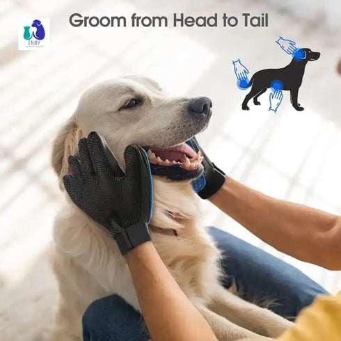 Pet Grooming Gloves, Cat Brushes for Gentle Shedding, Efficient Hair Remover Mittens for Dogs & Cats (Blue)