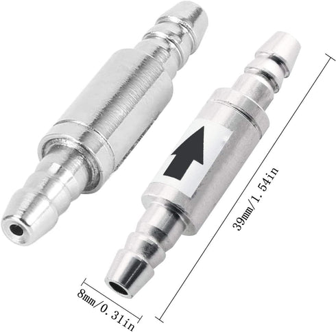 2Pcs Stainless Steel CO2 One Way Check Valve for Aquarium CO2 System, Prevent Water Flowing Back