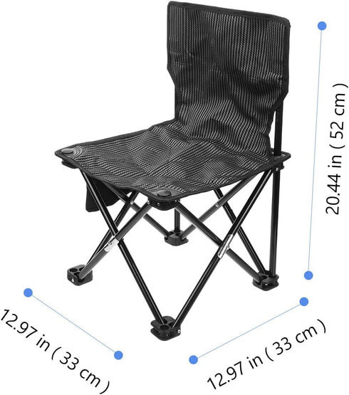 Alasum Portable Folding Outdoor Chair with Carry Bag, Small Gray Stripe Camping and Fishing Seat, Lightweight Portable