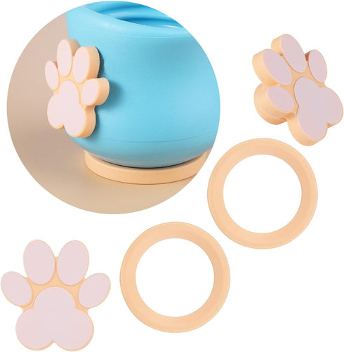 Silicone Plug and Stand for Dog Treat Toy, 2pcs Paw Stoppers and 2pcs Round Stands for Holders