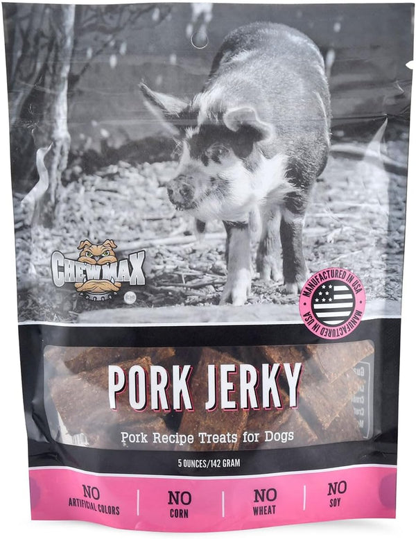 Pork Jerky Dog Treats for Dogs | Rawhide-Free, Made in USA | Healthy, Long-Lasting & Great Tasting Treat | No Artificial Colors, Satisfies Dog's Urge to Chew, 5 oz