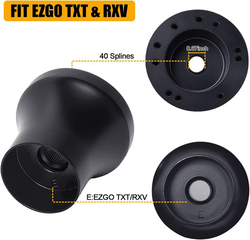 MOSNAI EZGO Steering Wheel Adapter for EZGO TXT and RXV Golf Carts, Mounting Adapter (Black)