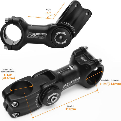 Himiway Bike Stem 110mm Adjustable MTB Stem, Aluminum Alloy Bicycle Handlebar Stem Extender Riser for Most Mountain