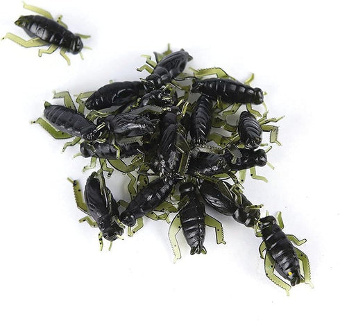Ownsig 40 Pcs Black Cricket Shape Fishing Soft Lures, Super Simulate Insect Artificial Bait