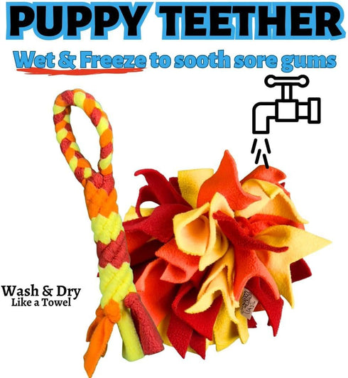 3-in-1 Chelsy's Toys Enrichment Tube for Puppies - Tug Toy, Treat Dispenser & Snuffle Ball | Tug of War | Interactive
