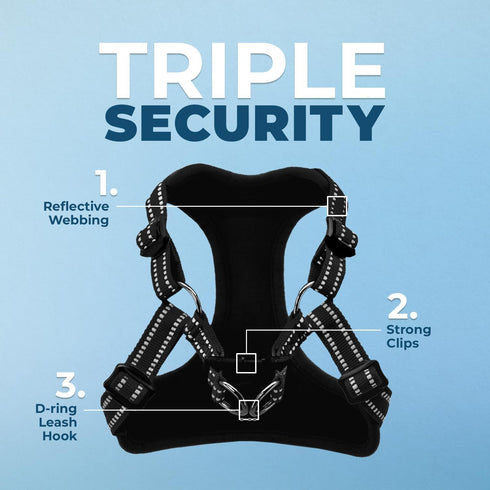 Best Pet Supplies Voyager Adjustable Dog Vest Harness - No Pull, Breathable, Reflective Stripes - Black, M