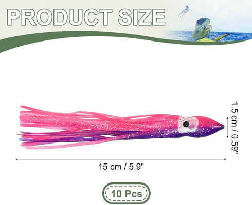Luminous Soft Plastic Trolling Lures - Fishing Squid Skirts for Bass, Trout, Salmon