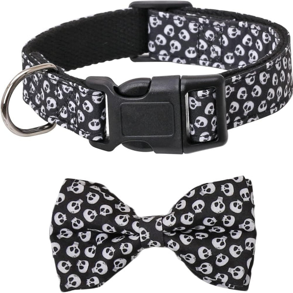Halloween Dog Collar with Adjustable Removable Cute Bow Tie Pet Collars
