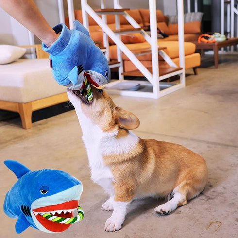Squeaky Plush Dog Toy - Funny Stuffed Rope Toy for Small Medium Dogs, Cute Teething Chew Toy for Interactive Training