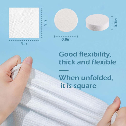 Cozeoa 120 Pack, 100% Compressed Towel Tablets Cotton Disposable Compressed Washcloths, Portable Coin Towels