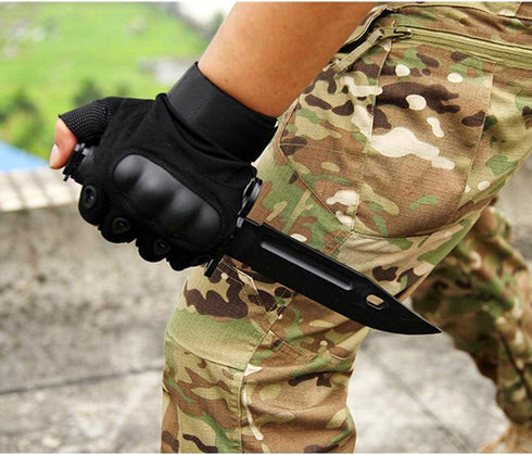 Tactical Rubber Knife M9 M16 - Military Training ABS Plastic Dagger with Scabbard Model Kit for Airsoft