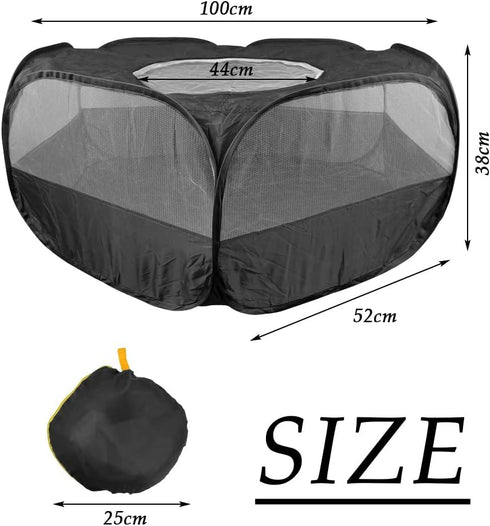 FOCCTS Puppy/Kitten/Rabbit/Hamster/Chinchillas/Guinea Small Animal Plaype Black, Breathable Pet Playpen Cage Tent