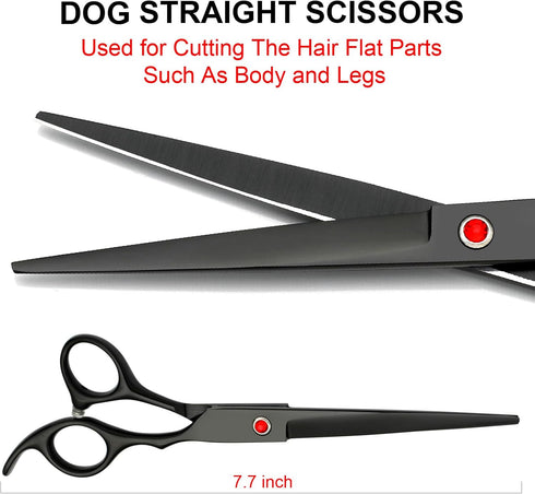 TINMARDA 6 1, 6CR Professional Dog Grooming Scissors Kit Black in Dog Shears for Grooming Premium Stainless Steel