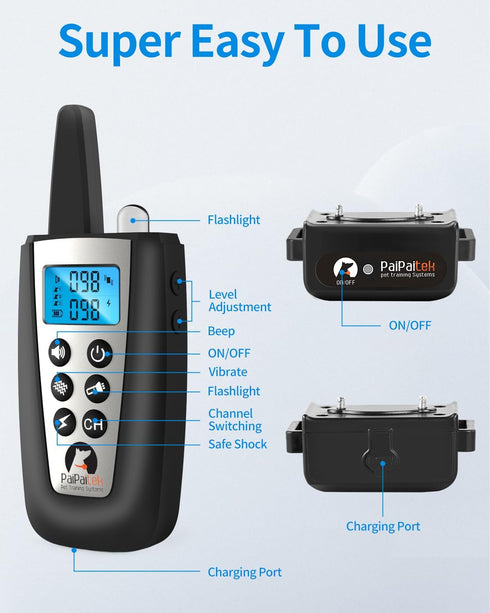 PaiPaitek Dog Bark Collar with Remote 3300ft Range - Automatic Shock Collar for Small Medium Large Dogs