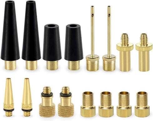 YASI Bicycle Presta Schrader Valve Adaptor, 16PCS Brass Bike Pump Adapters, Inflatable Toys Nozzle Inflator Adapter