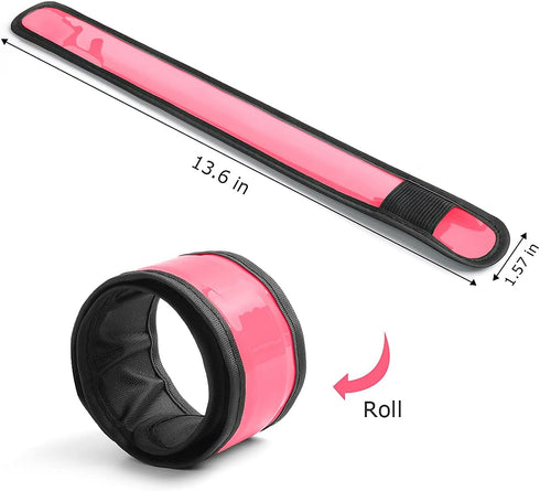 Pack of 6 LED Light Up Band Slap Bracelets, Night Safety Wrist Band for Cycling, Walking, Running