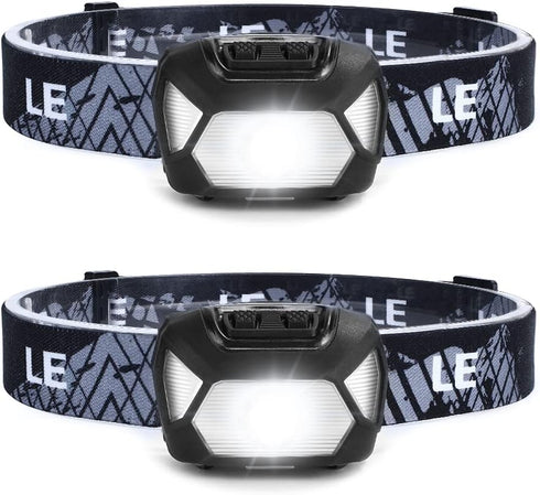 LE 320015 Battery Powered Headlamp, 1500Lux Super Bright LED Head Lamp with Red Light for Outdoor Camping
