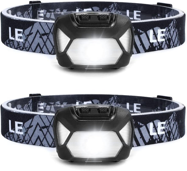 LE 320015 Battery Powered Headlamp, 1500Lux Super Bright LED Head Lamp with Red Light for Outdoor Camping