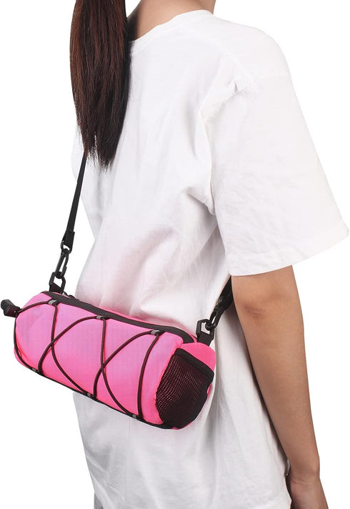 KOSIBATE Bike Handlebar Bag, Bicycle Frame Bag with Shoulder Strap for Mountain Road Bikes (Pink)