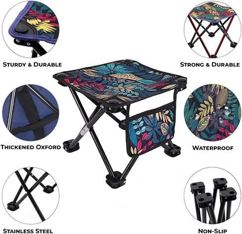 Generic 13.5 Inch Portable Folding Camping Stool, Height, with Carry Bag, for Outdoor, Beach, Hiking, Fishing