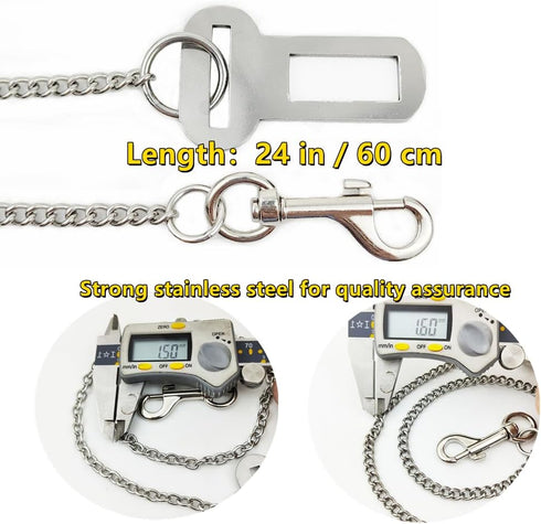 JLEivvi Dogs(60cm) Stainless Steel No chew Dog Car Seat Belt, Stainless Steel Dog Car Seat Belt Vehicle Travel Dog
