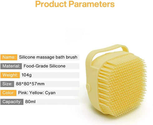 L.B. Dog Bath Brush Silicone, Soft Massage Brush for Cats, Pet Shampoo Dispenser