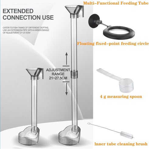 Fish and Shrimp Feeding Dish Set, Fish Tank Directional Feeding Tube, Aquarium Fish Feeder Tube Kit with Fish Feeding Ring, Cleaning Brush for Fish Tank