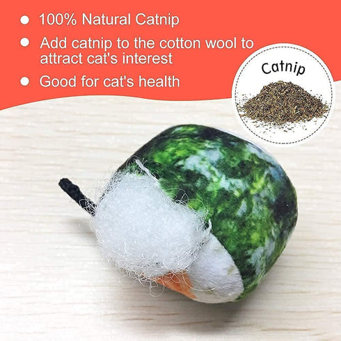 REKOBON Catnip Toys, 8 Pack Kitten Toys for Indoor Cats, Bite Resistant Chew Toy with Sushi Roll
