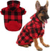 KOOLTAIL Red Plaid Dog Hoodie Sweater with Hat and Pocket for Small Medium Large Dogs, Soft Winter Coat