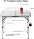 Folding Camp Table Small, 24''L x 16''W with Adjustable Height Legs for Indoor Outdoor Lightweight Dining