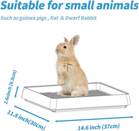 PODOO Rabbit Litter Box Training Potty Tray for Guinea Pig & Small Pets Spacious Grid Pan with Low Entrance, Easy-Clean