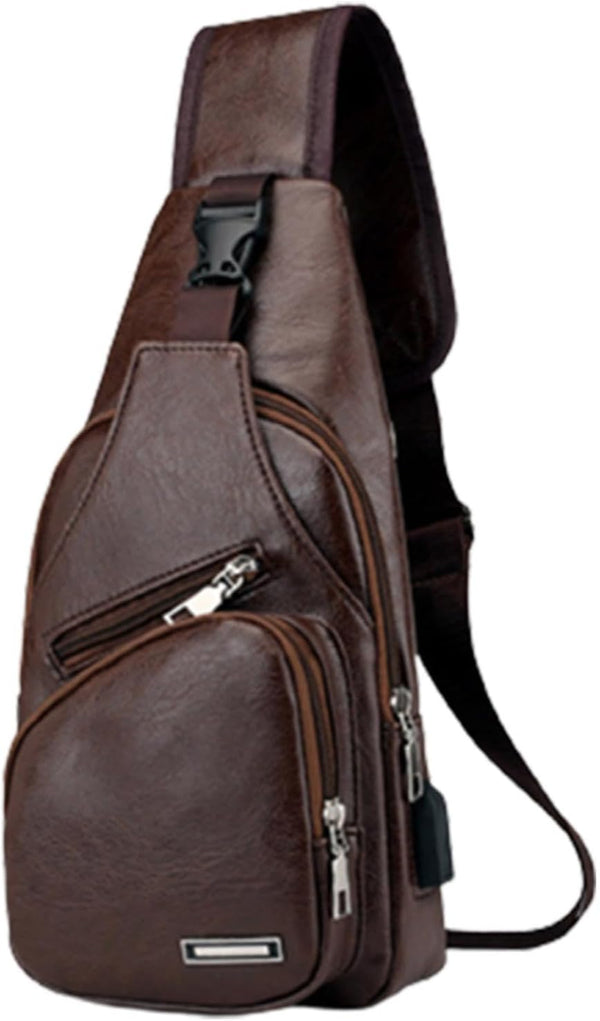 Generic Crossbody Bag Leather Sling Bag Shoulder Backpack, Leather Crossbody Sling Bag with